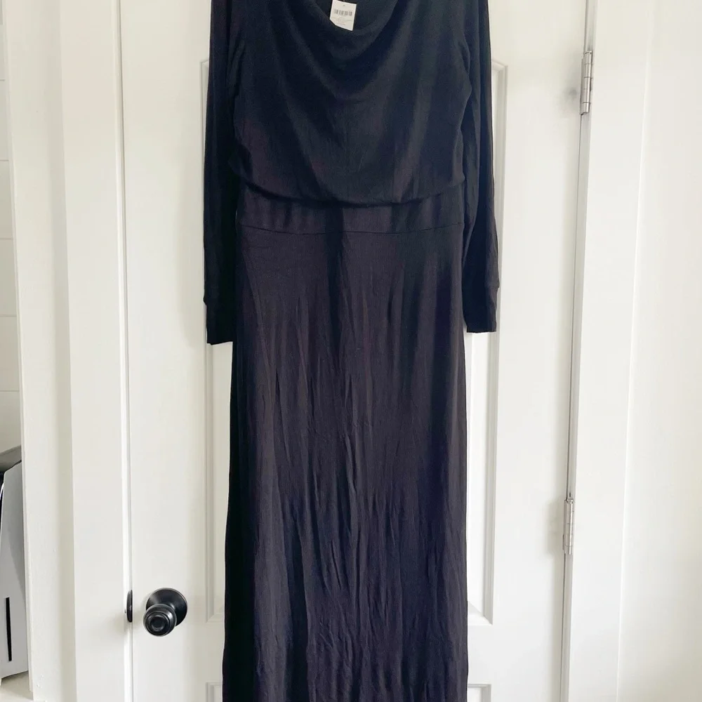 Chicos Cowl Neck Black Ribbed Maxi Dress - M - Picture 4 of 7